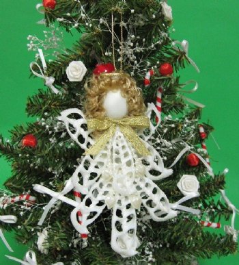 White Center Cut Cerithium Seashell Angel Christmas Ornaments Wholesale 10 pcs @ $2.50 each; 30 pcs @ $2.25 each