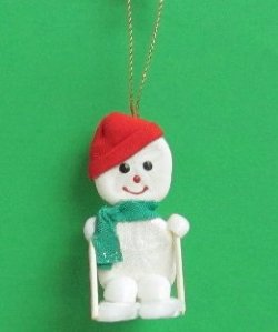 Wholesale Sea Biscuit Skiing Snowman Christmas Ornament -10 pcs @ $1.40 each; 30 pcs @ $1.26 each  