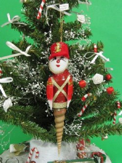 Wholesale Turritella Shell Red Soldier Christmas Ornament - 10 @ $2.75 each; 30 pcs @ $2.45 each 