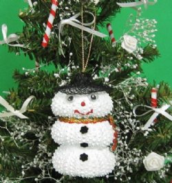 Wholesale Sea Urchin Snowman Christmas Ornament  - 5 @ $2.75 each; 30 pcs @ $2.45 each