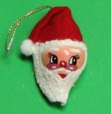 Wholesale Painted Santa Face on Canarium Shell with Red Cap Seashell Santa Christmas Ornament - 10 pcs @ $2.75 ea; 25 pcs @ $2.45 ea