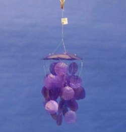 9 inches Purple Capiz Shell Wind Chimes Wholesale Small Wind Chimes- 3 pcs @ $4.80 each; 12 pcs @ $4.20 each