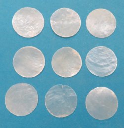 500 Wholesale Capiz Shells in bulk bags  3 inches  Pearlized Flat Round Shells - Case of 500 @ .21 each