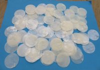 Wholesale Capiz Shells in bulk bags 3 inches Flat Round Shells Packed 100 pieces @ .24 each