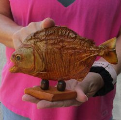 7 inch Real dried Piranha Fish on wood base - $42