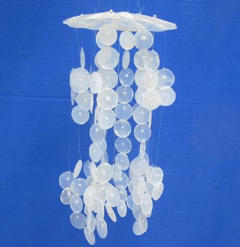 Wholesale White Capiz Shell Chime 5 inches by 10 inches - 3 pcs @ $4.80 each; 12 pcs @ $4.20 each