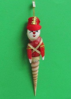 Wholesale Turritella Shell Red Soldier Christmas Ornament - 10 @ $2.75 each; 30 pcs @ $2.45 each 