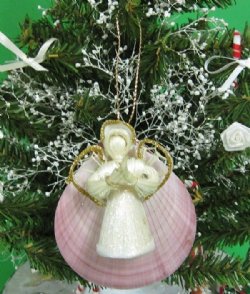 Wholesale Moon Shell with Straw Seashell Angel Christmas Ornament - 10 pcs @ $2.30 each; 30 pcs @ $2.05 each 