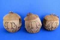 Wholesale Carved Coconut Birdhouse with Black carved birds - 6 pcs @ $2.75 each