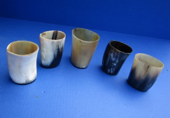 Wholesale Polished Cattle Horn Glass measuring 3" tall - 2 pcs @ $3.50 each; 20 pcs @ $3.15 each