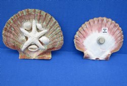 Wholesale Decorated Mexican Flat with starfish and seashells magnet, 3 to 3-1/2  inches - 10 pcs @ $1.10 each; 60 pcs @ $.99 each