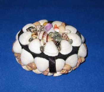 Oval Small shell covered boxes wholesale 3-1/2 inches - 6 pcs @ $2.50 each