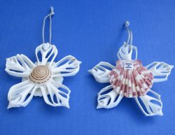 Wholesale Flower Center Cut shells ornament - 3-1/2 inches long - 10 pcs @ $1.50 each; 50 pcs @ $1.35 each