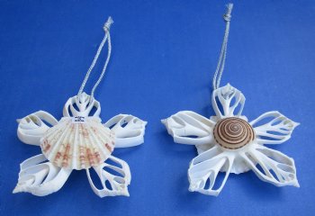 Wholesale Flower Center Cut shells ornament - 3-1/2 inches long - 10 pcs @ $1.50 each; 50 pcs @ $1.35 each