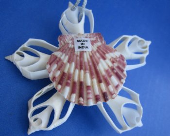 Wholesale Flower Center Cut shells ornament - 3-1/2 inches long - 10 pcs @ $1.50 each; 50 pcs @ $1.35 each