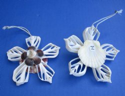 Wholesale Flower Center Cut shells ornament - 3-1/2 inches long - 10 pcs @ $1.50 each; 50 pcs @ $1.35 each