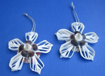 Wholesale Flower Center Cut shells ornament - 3-1/2 inches long - 10 pcs @ $1.50 each; 50 pcs @ $1.35 each