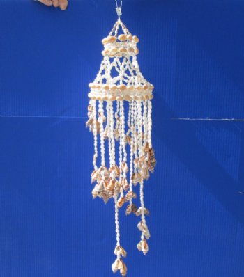 Wholesale 23" small Spiral Seashell Chandelier, or Spiral Shell Wind Chime - 2 pcs @ $10.00 each; 12 pcs @ $9.00 each