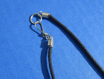 Wholesale 3/4" to 1" Large Tiger shark tooth on 18" black cord necklace - 10 pcs @ $2.30 each: 60 pcs @ $2.05 each