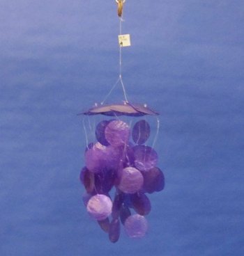 9 inches Purple Capiz Shell Wind Chimes Wholesale Small Wind Chimes- 3 pcs @ $4.80 each; 12 pcs @ $4.20 each