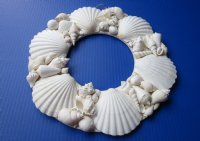 Wholesale White Seashell wreaths with Irish Deeps and Mixed White Shells 12-1/2 inch - 2 pcs @ $11.50 each