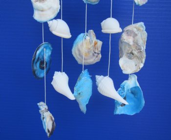 18 inch Wholesale Hanging Shell Wall Decor with dyed blue oyster shells and assorted white seashells - 5 pcs @ $3.25 each 