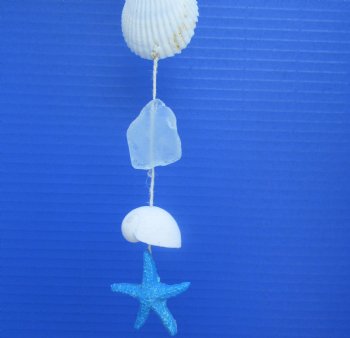 Wholesale Small Single Strand Shell Hanger with Starfish and Seaglass - 10 pcs @ $1.00 each; 50 pcs @ $.90 each