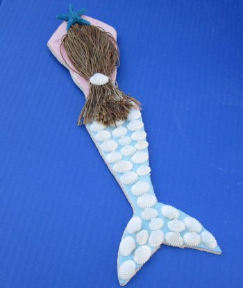 Wholesale 12 by 3-1/2 inches Seashell Wall Mermaid hanger - 6 pcs @ $3.75 each; 