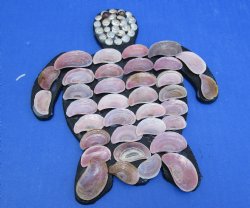 Wholesale 8 by 8 inches Seashell Wall Turtle hanger with pink operculum shells - 4 pcs @ $2.75 each; 24 pcs @ $2.45 each