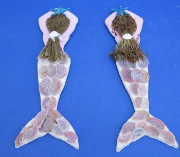 Wholesale 12 by 3-1/2 inches Seashell Wall Mermaid hanger - 4 pcs @ $2.75 each; 24 pcs @ 2.45 each