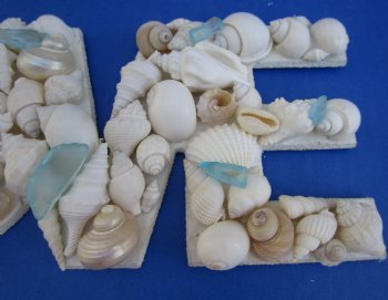 Wholesale 12 inch "Love" seashell wall plaque - 2 pcs @ $5.00 each; 18 pcs @ 4.50 each